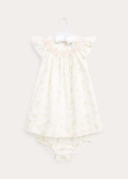 Floral Smocked Dress, Headband And Bloomer 1 Floral Smocked Dress, Headband And Bloomer