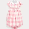 Gingham Smocked Linen Dress & Bloomer