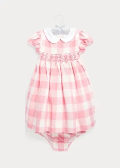 Gingham Smocked Linen Dress & Bloomer