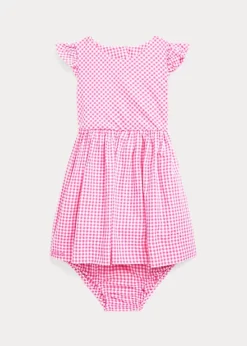 Gingham Cotton Poplin Dress And Bloomer