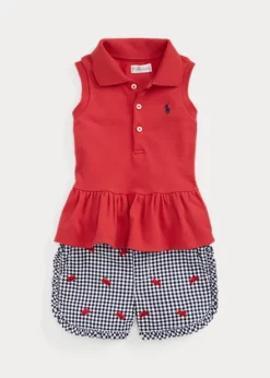 Mesh Polo Shirt And Crab Poplin Short Set