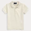 Lace-Collar Stretch Mesh Polo Shirt