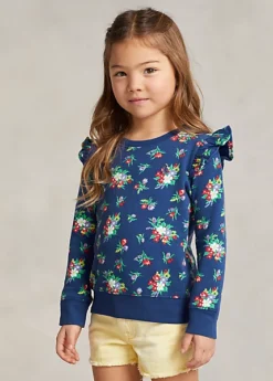 Floral Ruffled Spa Terry Sweatshirt