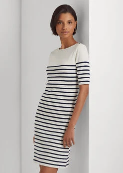 Striped Cotton Boatneck Dress -Family Flair Sales Store s7 1476509 alternate1