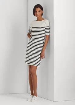 Striped Cotton Boatneck Dress