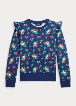 Floral Ruffled Spa Terry Sweatshirt