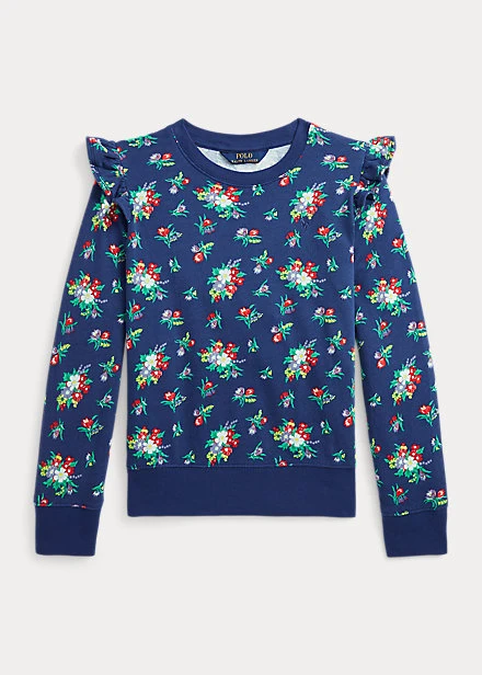 Floral Ruffled Spa Terry Sweatshirt 1 Floral Ruffled Spa Terry Sweatshirt