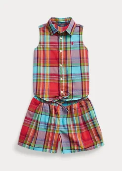 Madras Sleeveless Shirt And Short Set