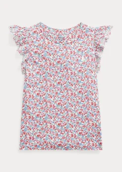 Floral Eyelet Cotton Jersey Top