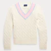 Cable-Knit Cotton-Blend Cricket Jumper