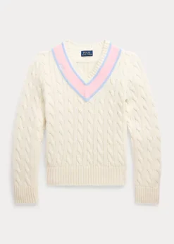 Cable-Knit Cotton-Blend Cricket Jumper