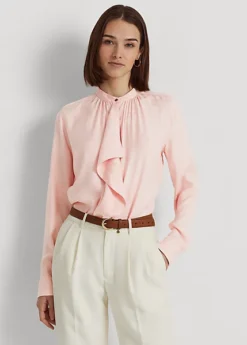 Ruffle-Trim Logo Jacquard Shirt