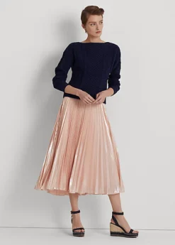 Pleated Metallic Chiffon Skirt