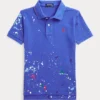 Paint-Splatter Cotton Mesh Polo Shirt
