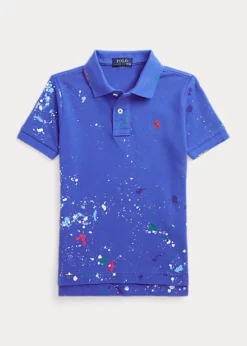 Paint-Splatter Cotton Mesh Polo Shirt