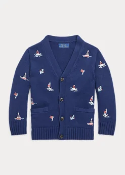 Nautical Cotton V-Neck Cardigan