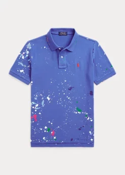 Paint-Splatter Cotton Mesh Polo Shirt