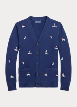 Nautical Cotton V-Neck Cardigan