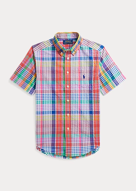 Plaid Seersucker Short-Sleeve Shirt 1 Plaid Seersucker Short-Sleeve Shirt