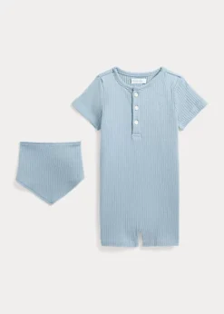 Ribbed Cotton Shortall & Bib Set