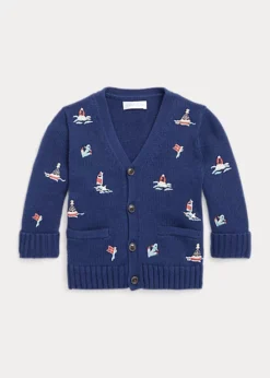 Nautical Cotton V-Neck Cardigan