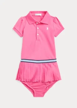 Pleated Mesh Polo Dress & Bloomer