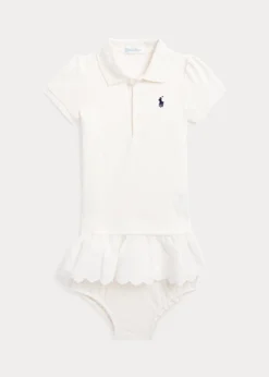 Eyelet Stretch Mesh Polo Dress And Bloomer
