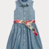 Belted Indigo Chambray Shirtdress