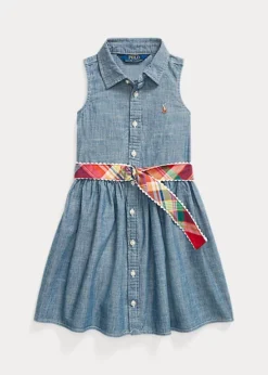 Belted Indigo Chambray Shirtdress