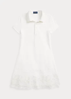 Eyelet Stretch Mesh Polo Dress