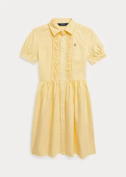 Ruffled Cotton Oxford Shirtdress