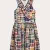 Ruffled Patchwork Madras Wrap Dress
