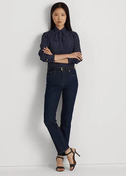 Polka-Dot Tie-Neck Crepe Shirt -Family Flair Sales Store s7 1477651 alternate1