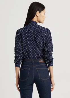 Polka-Dot Tie-Neck Crepe Shirt -Family Flair Sales Store s7 1477651 alternate3