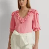 Ruffle-Trim Jersey Top