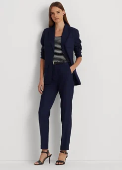 Linen-Blend Twill Ankle Trouser