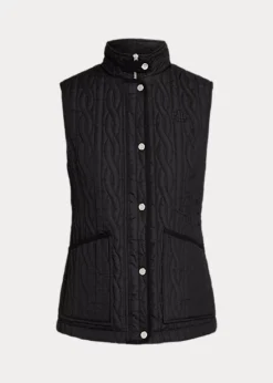 Cable-Quilted Mockneck Vest