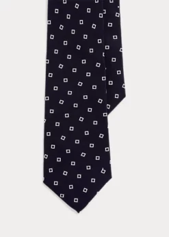 Square-Print Silk Crepe Tie
