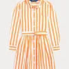 Striped Cotton Poplin Belted Shirtdress