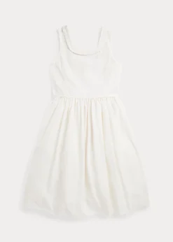 Pleated-Trim Faille Dress