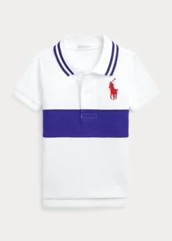 Big Pony Colour-Blocked Mesh Polo Shirt