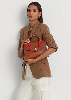 Scarf-Trim Leather Medium Farrah Satchel -Family Flair Sales Store s7 1483438 alternate8