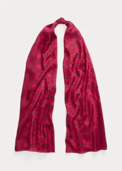 Leah Logo And Geo-Print Silk Scarf